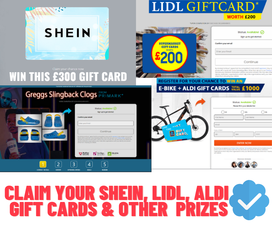 Shein, LIDL, Aldi gift cards , Greggs slingback clogs, e-bike Giveaway