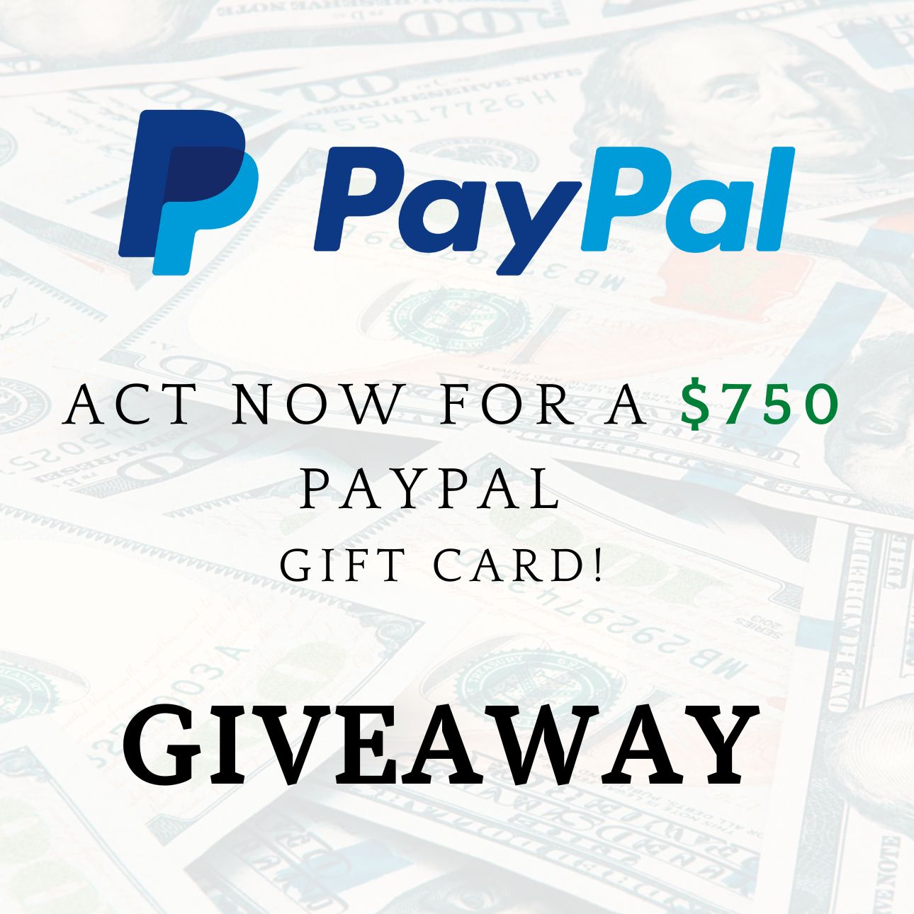 Paypal $750 Gift Card Giveaway