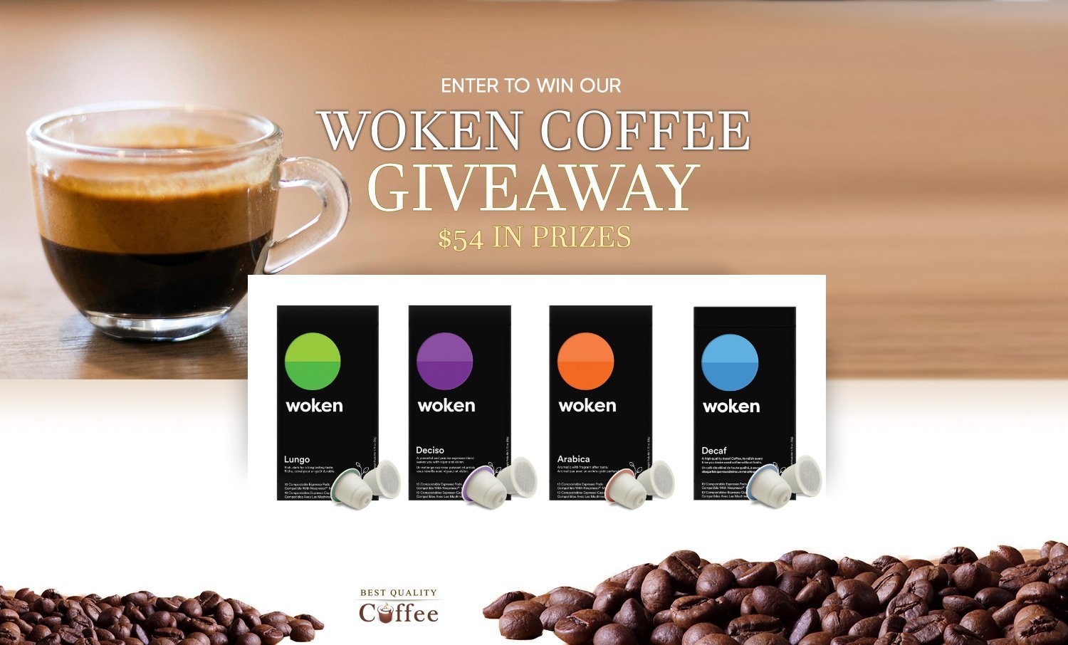 80 x Gourmet Espresso Pods from Woken Coffee ($54) Giveaway