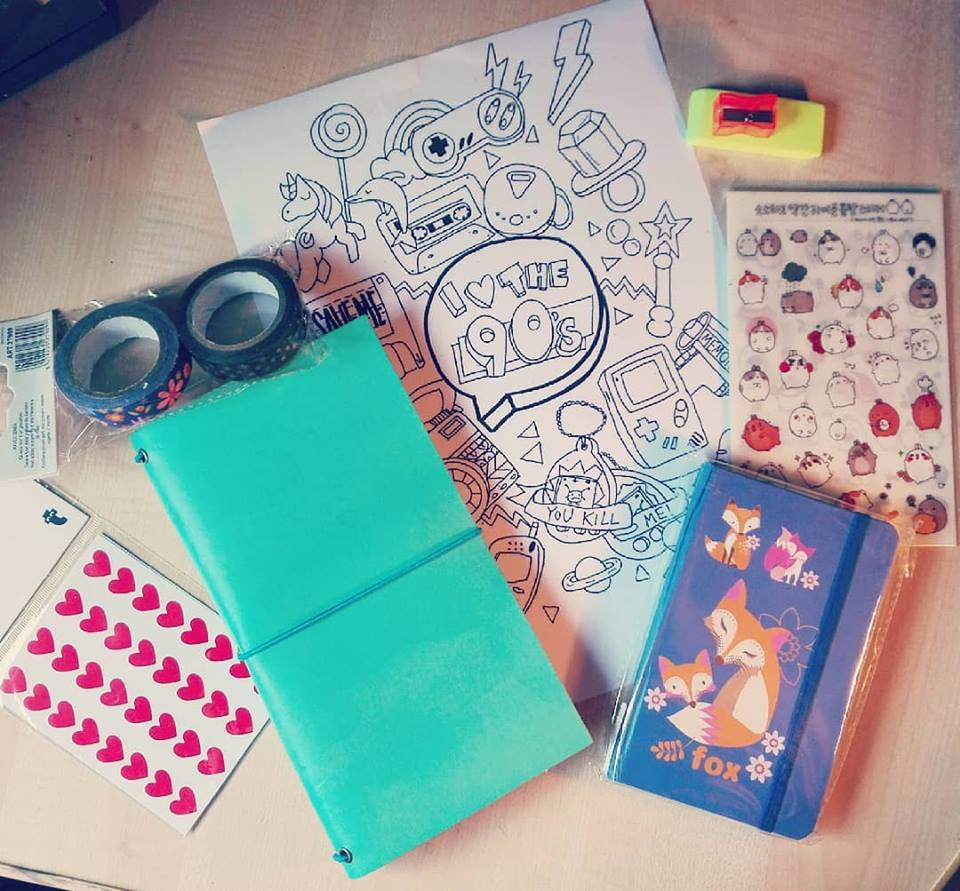 Stationery: midori, notebook, washi tapes, colouring page, stickers Giveaway