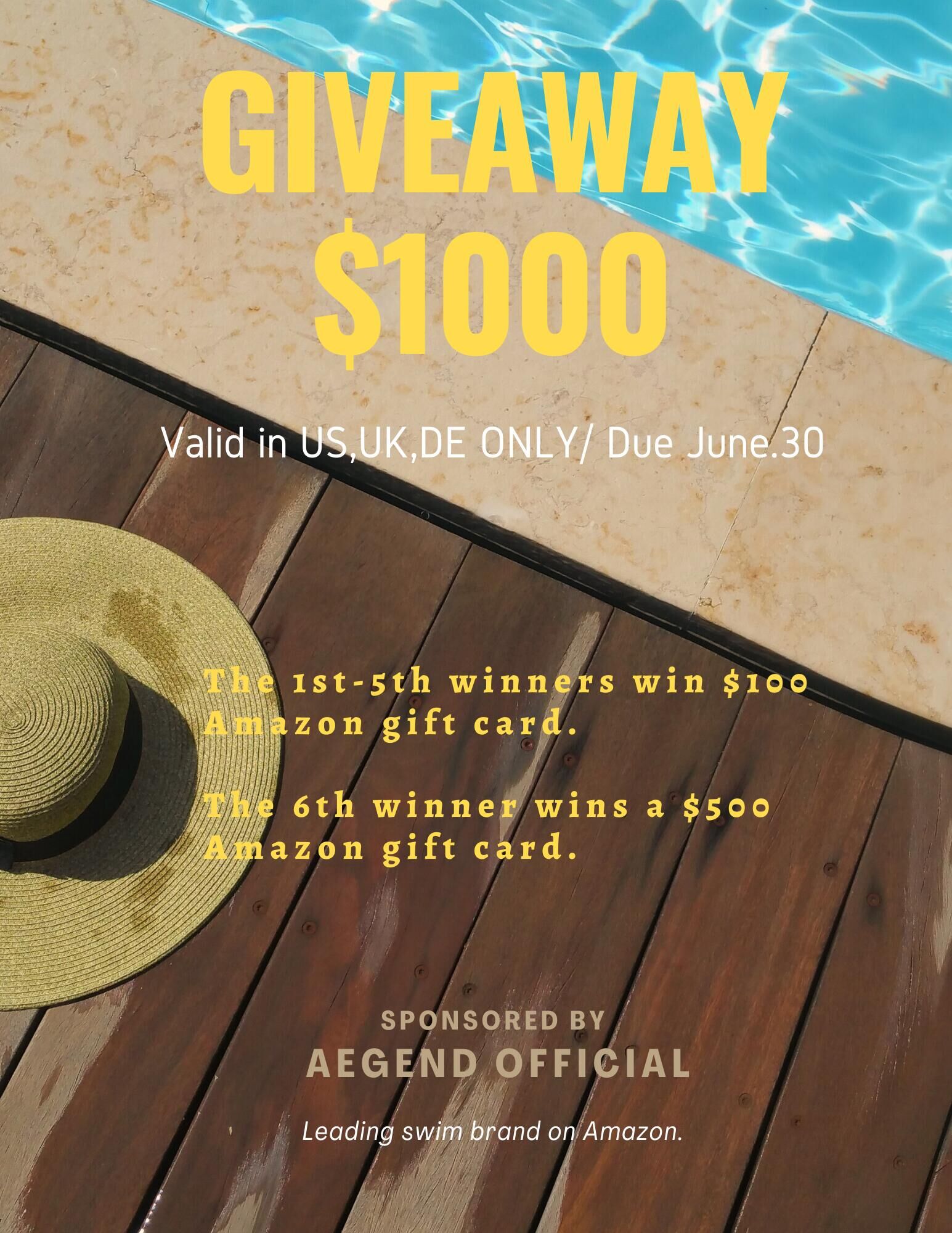 Aegend Official Amazon $1000 Gift Cards Giveaway Giveaway