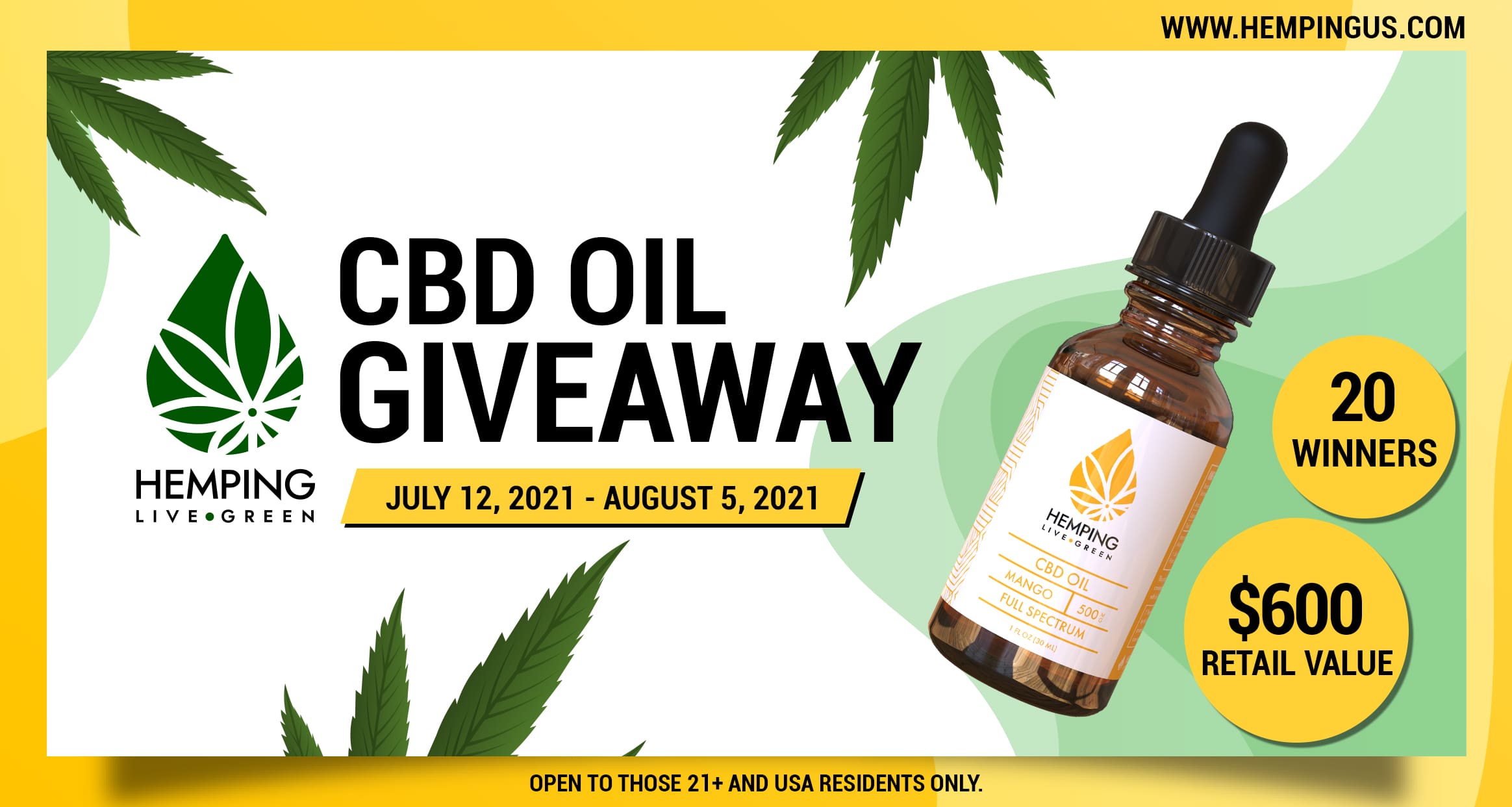 $30 Hempingus Full Spectrum CBD oil 500mg Giveaway