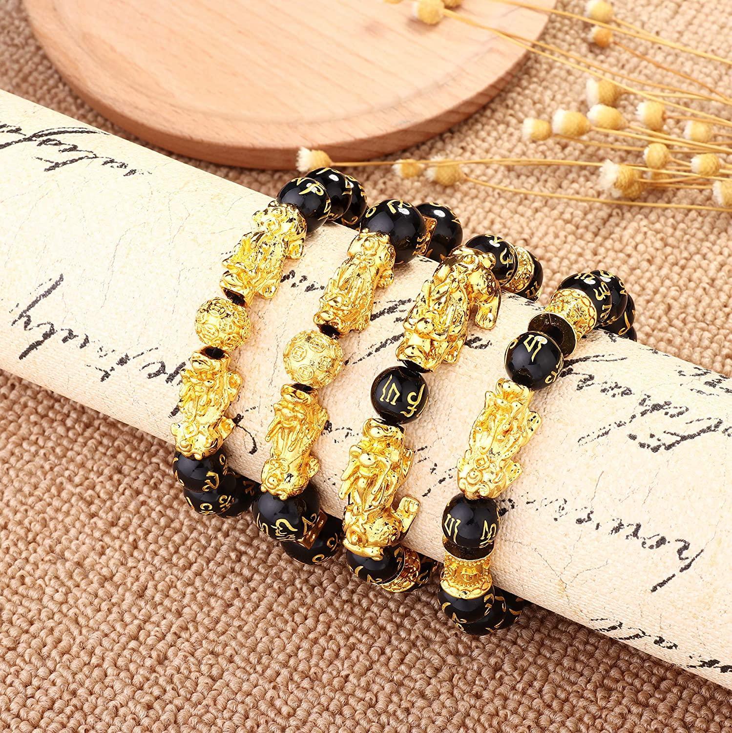 4PC Gold Plated Feng Shui Pixiu Good Luck Unisex Bracelets Giveaway
