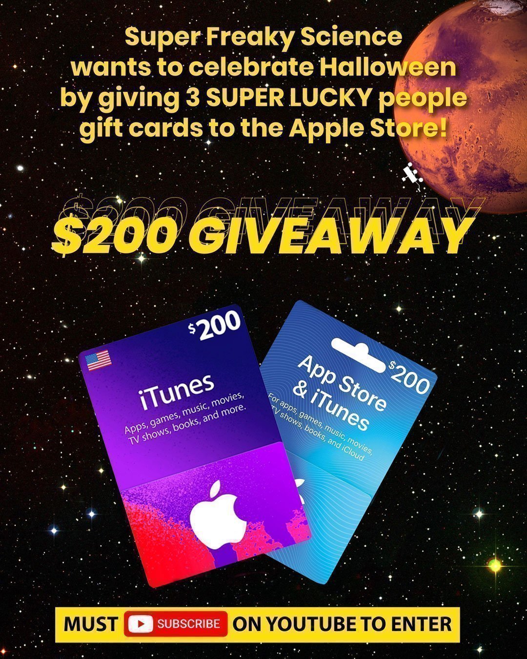 $200 Gift Card to the Apple Store Giveaway