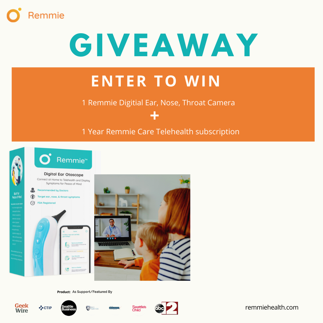 1 YEAR Free Non-Urgent Care with Remmie telehealth subscription for up to 7 family members in one household AND 1 Remmie Digitial Wireless Ear, Nose, Throat Otoscope Camera Giveaway