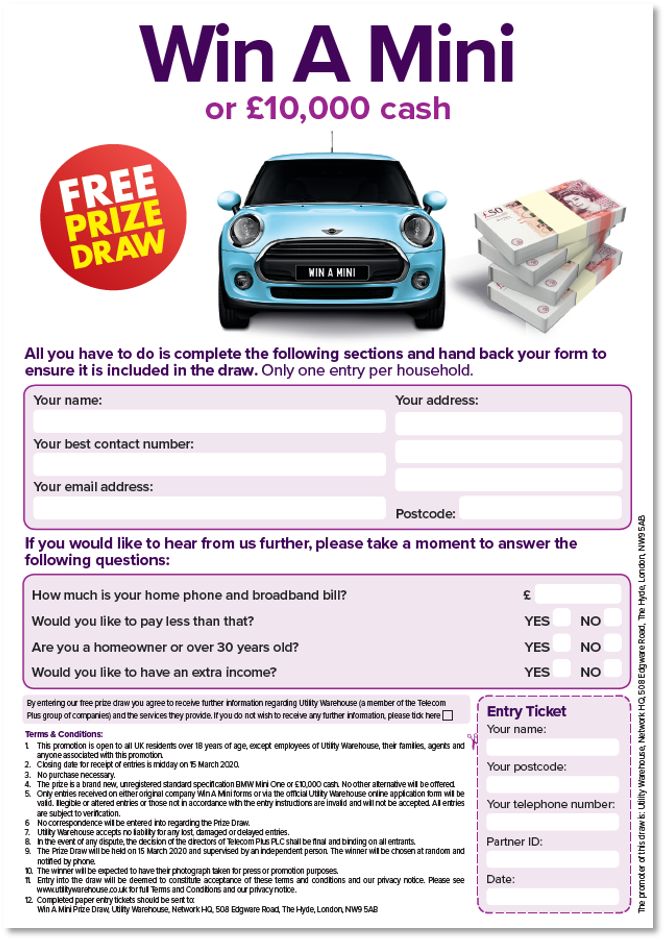 A BMW mini one or £10000 cash Giveaway