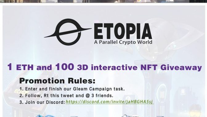 1 ETH and 100 3D interactive NFT Giveaway