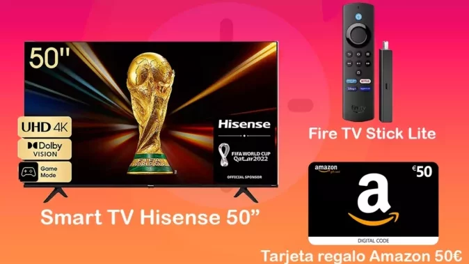 SmartTV Hisense 50″, 1 Fire TV Stick Lite, 50€ Amazon Gift Card Giveaway
